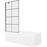 Mexen Cubik 160 x 70 cm rectangular bathtub with panels and a 1-wing screen 90 cm, black pattern - 550316070X9509007077