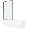 Mexen Cubik 160 x 70 cm rectangular bathtub with panels and a 1-wing screen 100 cm, black pattern - 550316070X9510007070