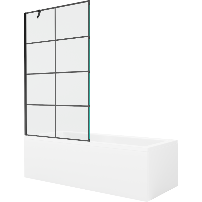Mexen Cubik 160 x 70 cm rectangular bathtub with panels and a 1-wing screen 100 cm, black pattern - 550316070X9510007077