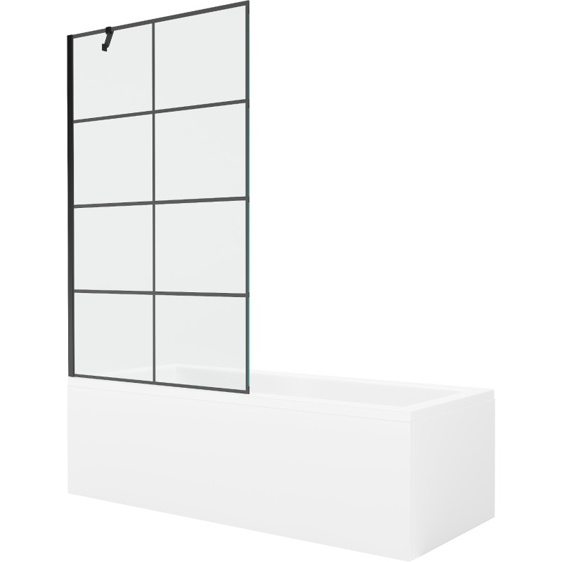 Mexen Cubik rectangular bathtub 160 x 70 cm with enclosure and 1-wing screen 100 cm, black pattern - 550316070X9510007077