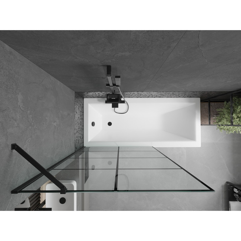 Mexen Cubik rectangular bathtub 160 x 70 cm with enclosure and 1-panel screen 100 cm, black pattern - 550316070X9510007077