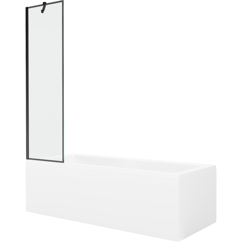 Mexen Cubik 170 x 70 cm rectangular bathtub with panels and a 1-wing screen 50 cm, black pattern - 550317070X9505007070