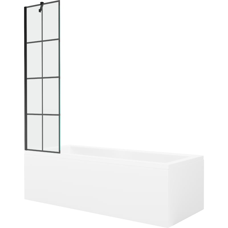 Mexen Cubik rectangular bathtub 170 x 70 cm with casing and 1-wing screen 50 cm, black pattern - 550317070X9505007077