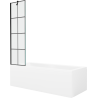 Mexen Cubik rectangular bathtub 170 x 70 cm with casing and 1-wing screen 50 cm, black pattern - 550317070X9505007077