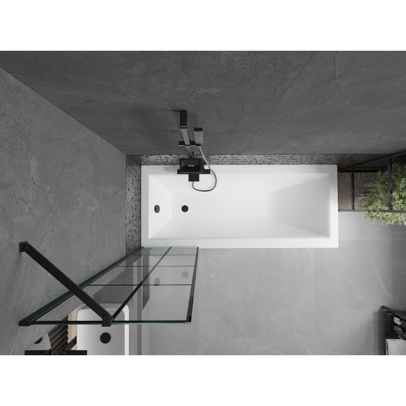 Mexen Cubik rectangular bathtub 170 x 70 cm with enclosure and 1-panel screen 50 cm, black pattern - 550317070X9505007077
