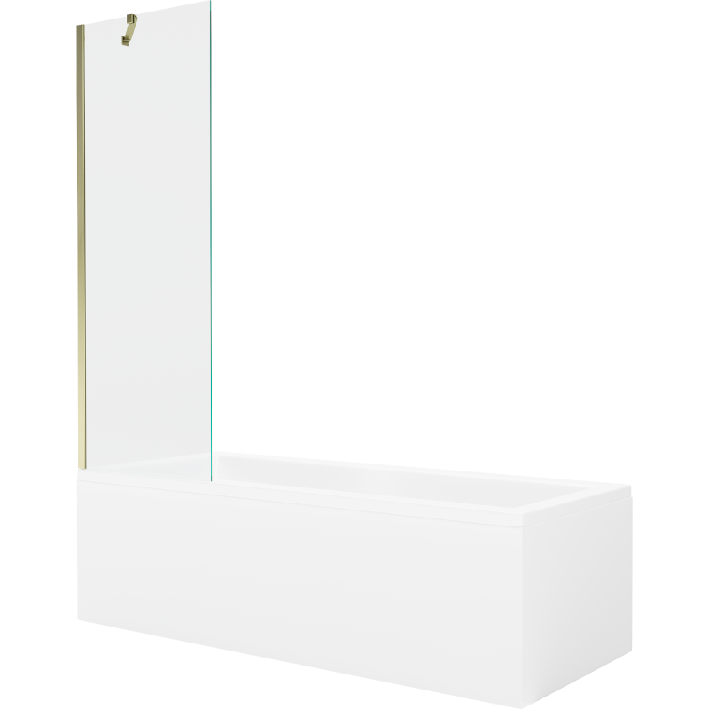 Mexen Cubik rectangular bathtub 170 x 70 cm with housing and 1-wing screen 60 cm, transparent, gold - 550317070X9506000050