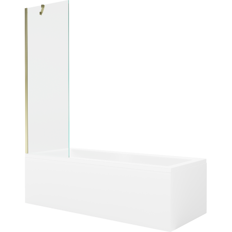 Mexen Cubik rectangular bathtub 170 x 70 cm with housing and 1-wing screen 60 cm, transparent, gold - 550317070X9506000050