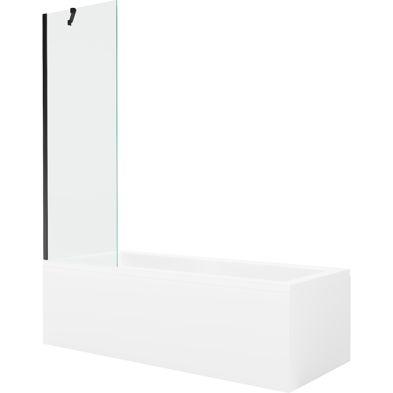Mexen Cubik rectangular bathtub 170 x 70 cm with panel and 1-wing screen 60 cm, transparent, black - 550317070X9506000070