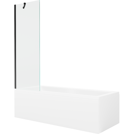 Mexen Cubik rectangular bathtub 170 x 70 cm with panel and 1-wing screen 60 cm, transparent, black - 550317070X9506000070