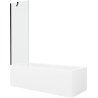 Mexen Cubik rectangular bathtub 170 x 70 cm with panel and 1-wing screen 60 cm, transparent, black - 550317070X9506000070