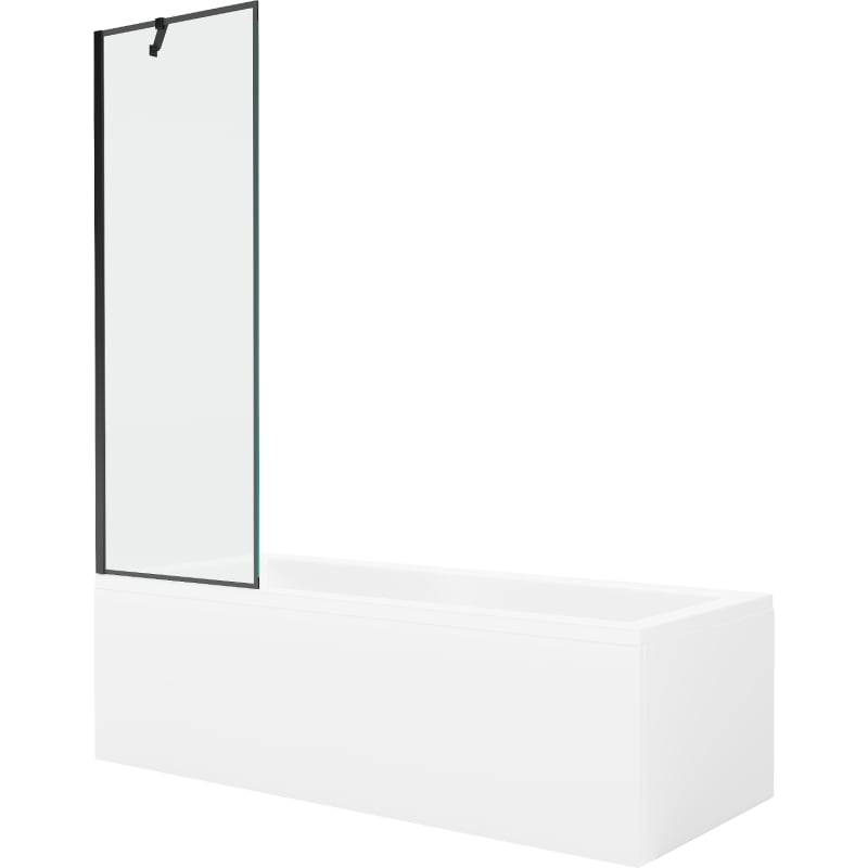 Mexen Cubik rectangular bathtub 170 x 70 cm with casing and 1-wing screen 60 cm, black pattern - 550317070X9506007070