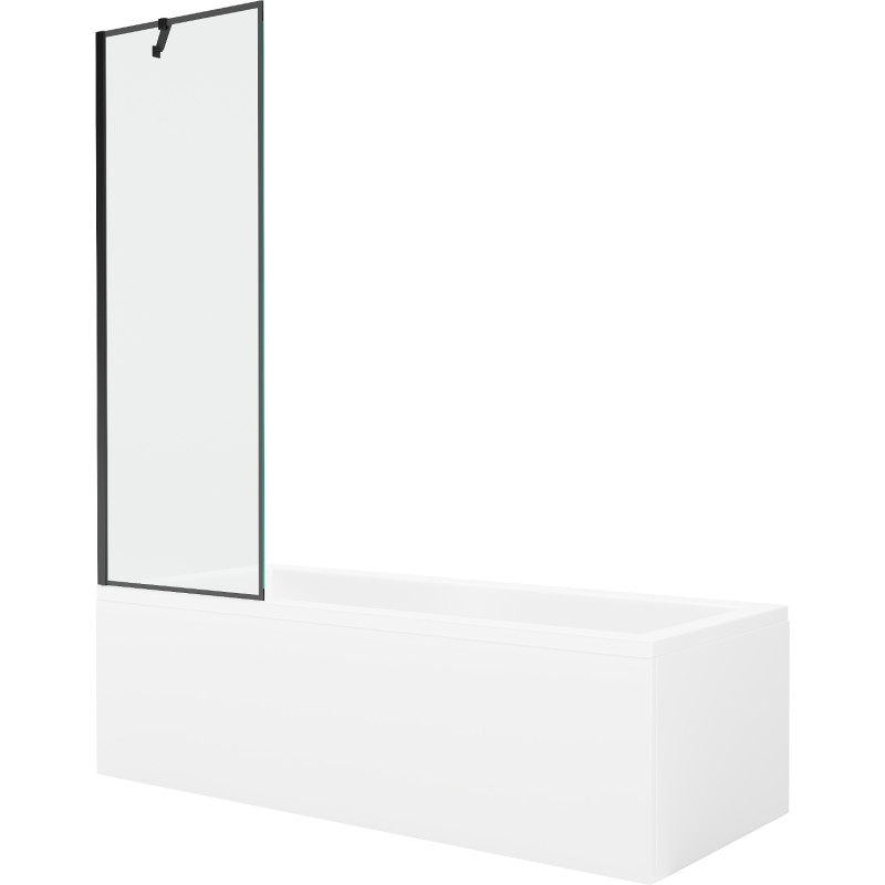 Mexen Cubik rectangular bathtub 170 x 70 cm with enclosure and 1-wing screen 60 cm, black pattern - 550317070X9506007070