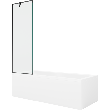 Mexen Cubik rectangular bathtub 170 x 70 cm with enclosure and 1-wing screen 60 cm, black pattern - 550317070X9506007070