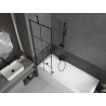 Mexen Cubik rectangular bathtub 170 x 70 cm with cladding and 1-leaf screen 60 cm, black pattern - 550317070X9506007077