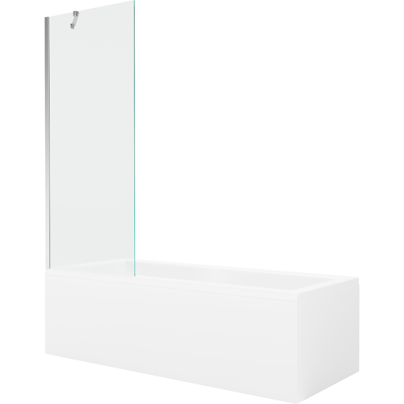 Mexen Cubik 170 x 70 cm rectangular bathtub with panels and a 1-wing screen 70 cm, transparent, chrome - 550317070X9507000001
