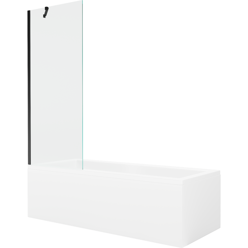Mexen Cubik 170 x 70 cm rectangular bathtub with panels and a 1-wing screen 70 cm, transparent, black - 550317070X9507000070