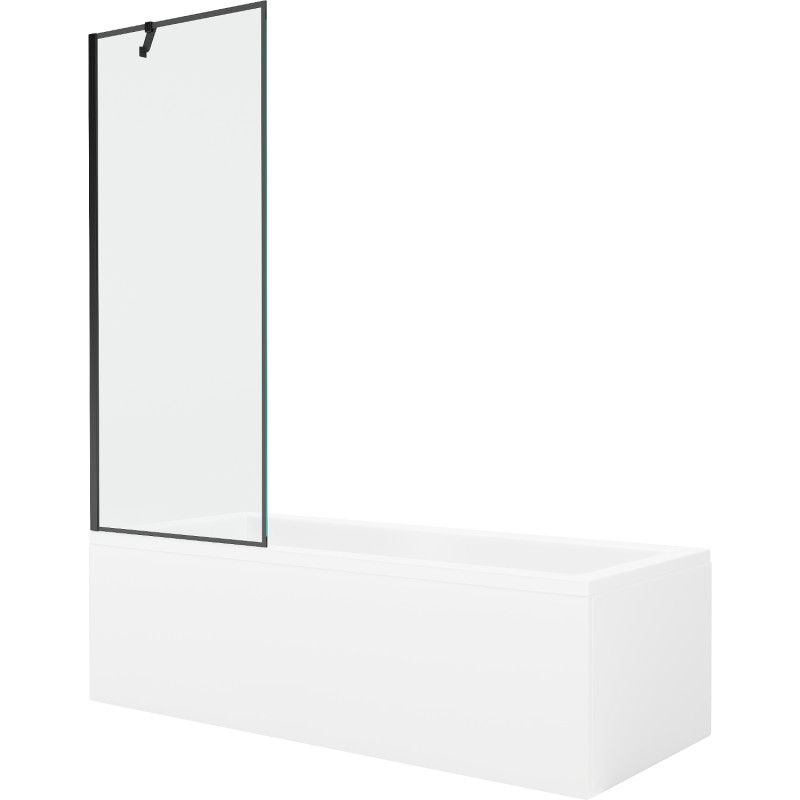 Mexen Cubik rectangular bathtub 170 x 70 cm with enclosure and 1-wing screen 70 cm, black pattern - 550317070X9507007070