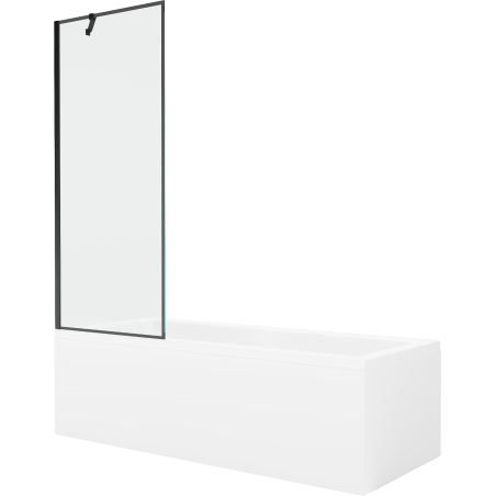 Mexen Cubik rectangular bathtub 170 x 70 cm with enclosure and 1-wing screen 70 cm, black pattern - 550317070X9507007070