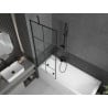 Mexen Cubik rectangular bathtub 170 x 70 cm with casing and 1-wing screen 70 cm, black pattern - 550317070X9507007077