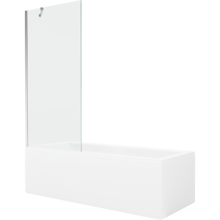 Mexen Cubik rectangular bathtub 170 x 70 cm with housing and 1-panel screen 80 cm, transparent, chrome - 550317070X9508000001