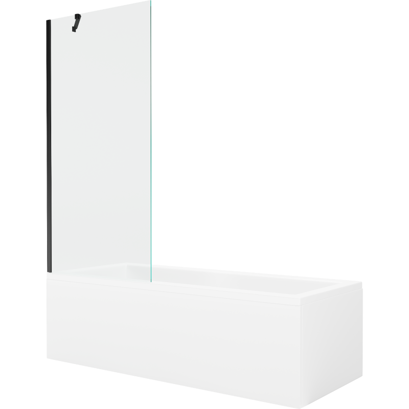 Mexen Cubik 170 x 70 cm rectangular bathtub with panels and a 1-wing screen 80 cm, transparent, black - 550317070X9508000070