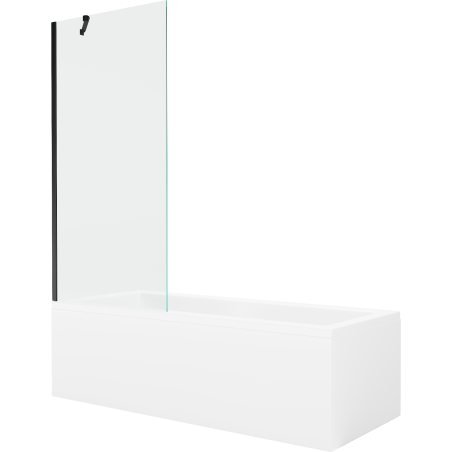 Mexen Cubik rectangular bathtub 170 x 70 cm with paneling and 1-wing screen 80 cm, transparent, black - 550317070X9508000070
