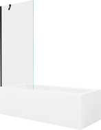 Mexen Cubik rectangular bathtub 170 x 70 cm with enclosure and 1-panel screen 80 cm, transparent, black - 550317070X9508000070