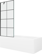 Mexen Cubik 170 x 70 cm rectangular bathtub with panels and a 1-wing screen 80 cm, black pattern - 550317070X9508007077