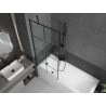 Mexen Cubik rectangular bathtub 170 x 70 cm with housing and 1-wing screen 80 cm, black pattern - 550317070X9508007077