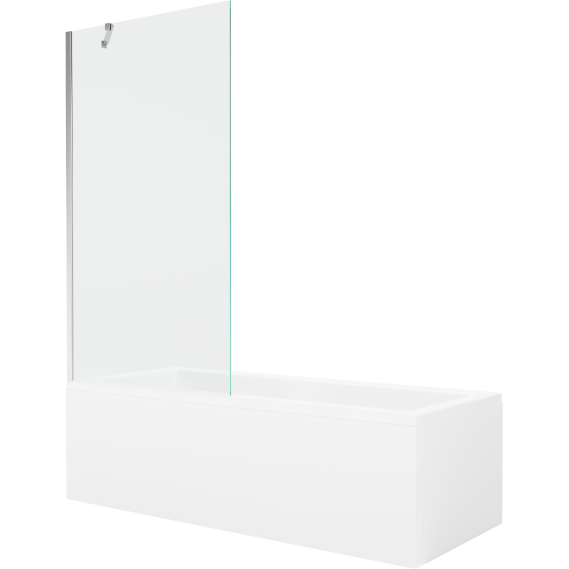 Mexen Cubik rectangular bath 170 x 70 cm with enclosure and 1-winged screen 90 cm, transparent, chrome - 550317070X9509000001