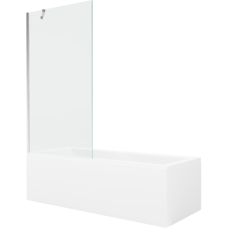Mexen Cubik rectangular bathtub 170 x 70 cm with panel and 1-wing screen 90 cm, transparent, chrome - 550317070X9509000001