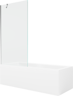 Mexen Cubik rectangular bathtub 170 x 70 cm with panel and 1-wing screen 90 cm, transparent, chrome - 550317070X9509000001