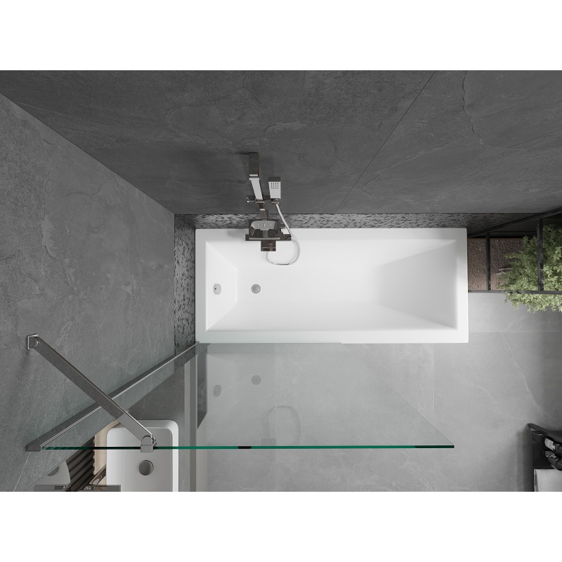 Mexen Cubik rectangular bathtub 170 x 70 cm with casing and 1-wing screen 90 cm, transparent, chrome - 550317070X9509000001