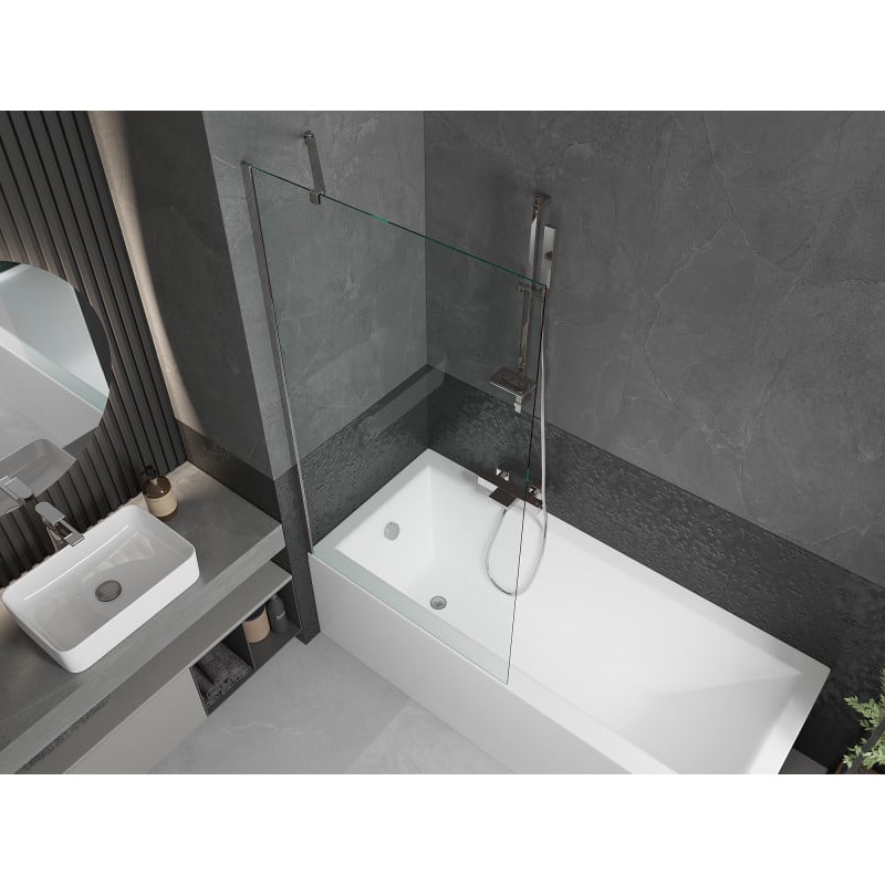 Mexen Cubik rectangular bath 170 x 70 cm with enclosure and 1-winged screen 90 cm, transparent, chrome - 550317070X9509000001