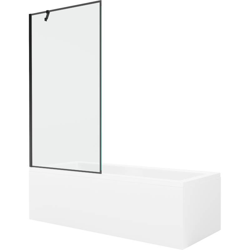 Mexen Cubik 170 x 70 cm rectangular bathtub with panels and a 1-wing screen 90 cm, black pattern - 550317070X9509007070