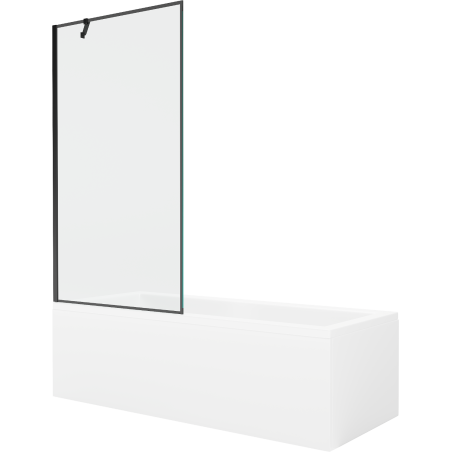 Mexen Cubik 170 x 70 cm rectangular bathtub with panels and a 1-wing screen 90 cm, black pattern - 550317070X9509007070