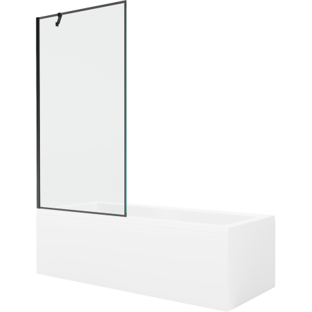 Mexen Cubik rectangular bath 170 x 70 cm with housing and 1-wing screen 90 cm, black pattern - 550317070X9509007070