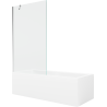 Mexen Cubik Rectangular Bathtub 170 x 70 cm with Enclosure and Single-Panel Screen 100 cm, Transparent, Chrome