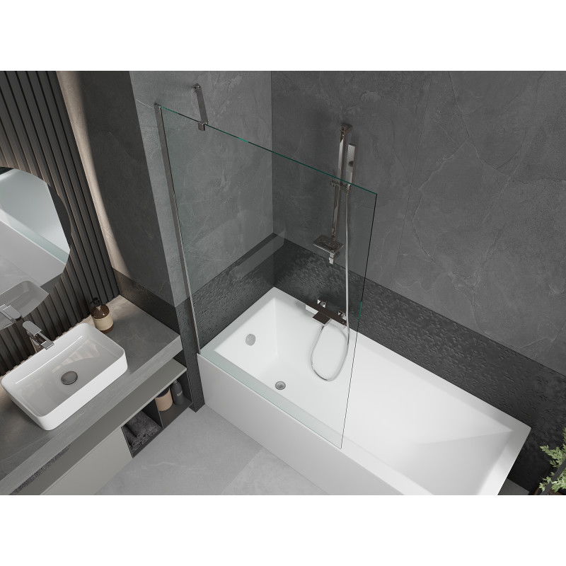 Mexen Cubik rectangular bathtub 170 x 70 cm with casing and 1-wing screen 100 cm, transparent, chrome - 550317070X9510000001