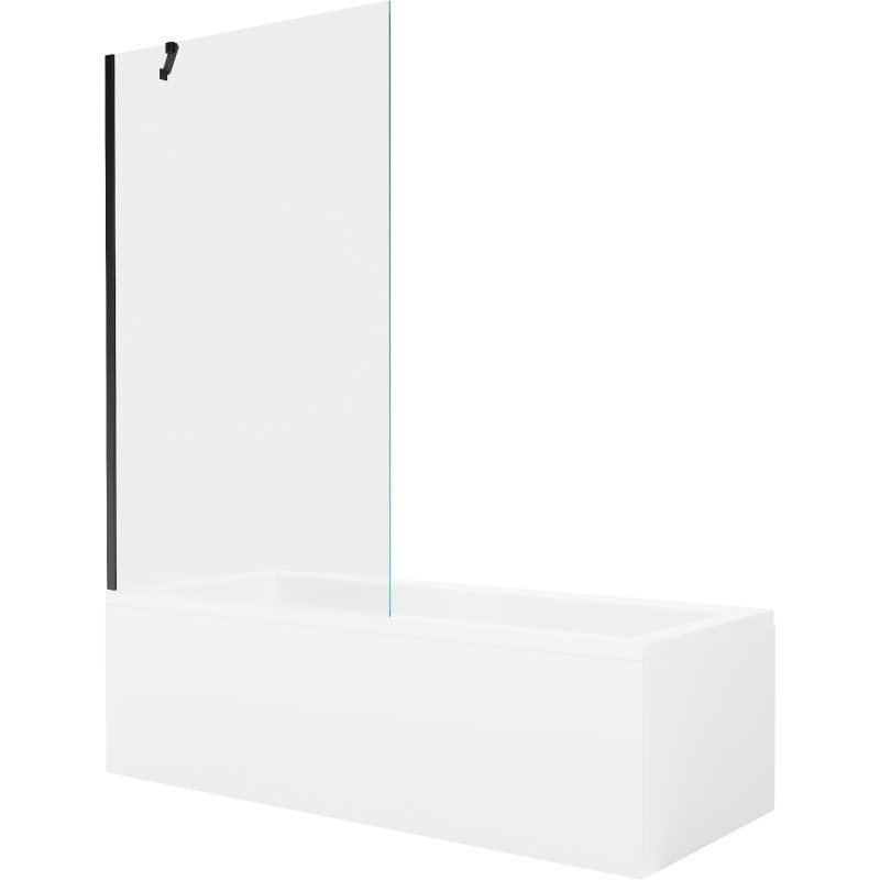Mexen Cubik rectangular bathtub 170 x 70 cm with housing and 1-wing screen 100 cm, transparent, black - 550317070X9510000070