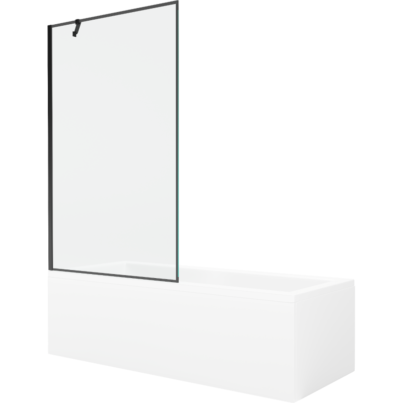 Mexen Cubik 170 x 70 cm rectangular bathtub with panels and a 1-wing screen 100 cm, black pattern - 550317070X9510007070