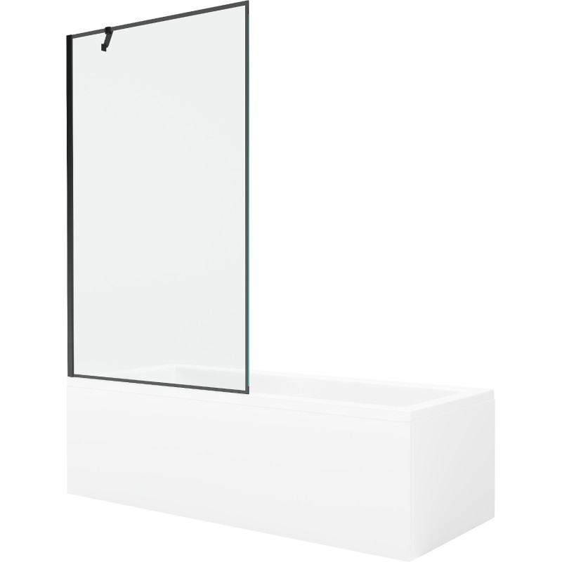 Mexen Cubik rectangular bathtub 170 x 70 cm with casing and 1-wing screen 100 cm, black pattern - 550317070X9510007070