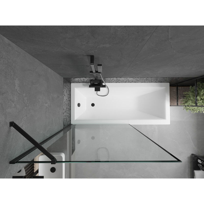 Mexen Cubik rectangular bath 170 x 70 cm with casing and 1-panel screen 100 cm, black pattern - 550317070X9510007070