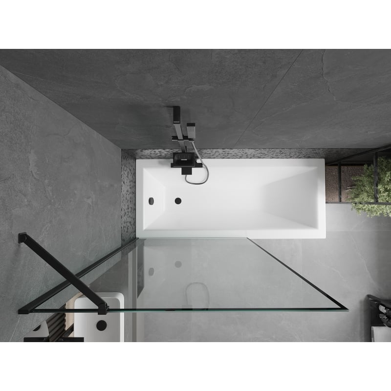 Mexen Cubik rectangular bathtub 170 x 70 cm with casing and 1-wing screen 100 cm, black pattern - 550317070X9510007070