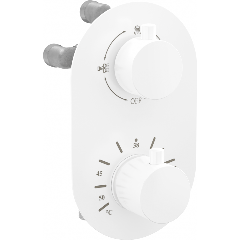 Mexen Kai 3-outlet thermostatic bathtub and shower mixer tap, White - 77602-20