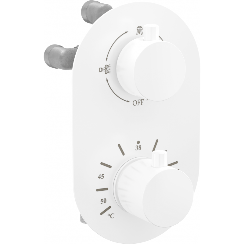Mexen Kai thermostatic bath-shower mixer 3-outlet, white - 77602-20