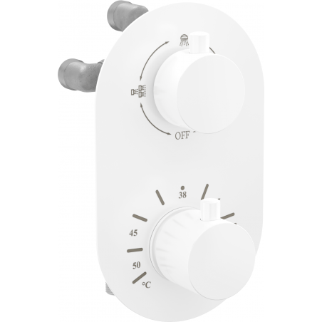 Mexen Kai 3-outlet thermostatic bathtub and shower mixer tap, White - 77602-20