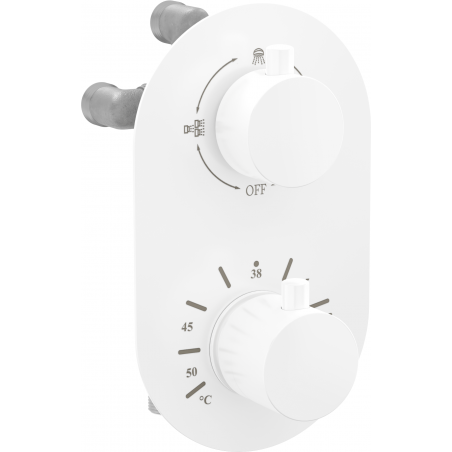 Mexen Kai thermostatic bath-shower mixer 3-outlet, white - 77602-20