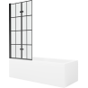 Mexen Cubik 150 x 70 cm rectangular bathtub with panels and a 2-wing screen 80 cm, black pattern - 550315070X9208027077