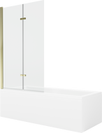 Mexen Cubik 150 x 70 cm rectangular bathtub with panels and a 2-wing screen 100 cm, transparent, gold - 550315070X9210025000